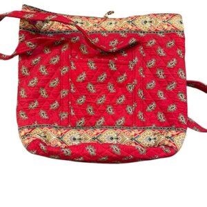 Vintage Y2K Vera Bradley Quilted Red Paisley Shoulder Tote Bag With Dual Handles